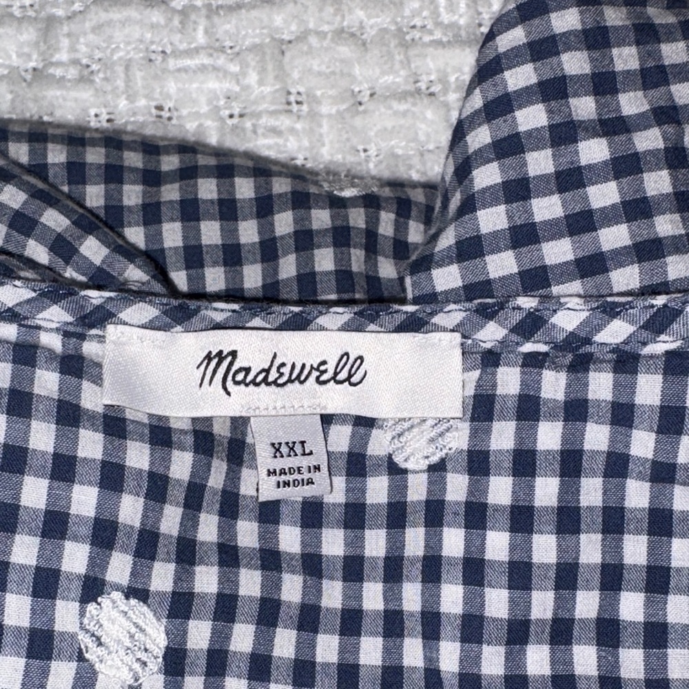 Gently Loved Embroidered Gingham Faux-Wrap Tie-Waist Midi Dress by Madewell - Picture 11 of 16